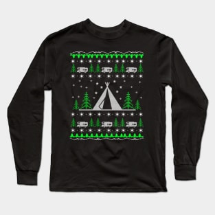 Camping Ugly Christmas Sweater Gift Ideas Cute Long Sleeve T-Shirt